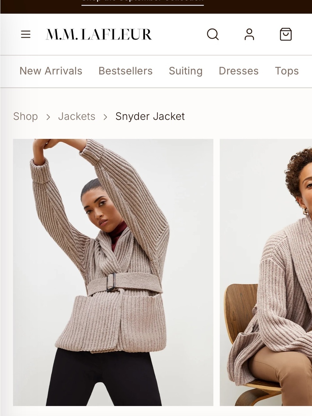 M.M.LaFleur Snyder Jacket M/L Barley Merino Wool Blend Belted Knit Cardigan